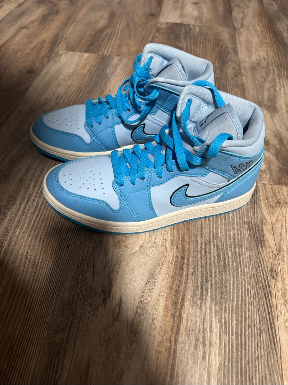 Jordan Light Blue and Turquoise High-Top Sneakers